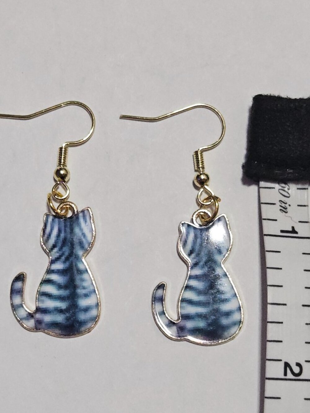 Handmade Cat Earrings- Gray Tabby